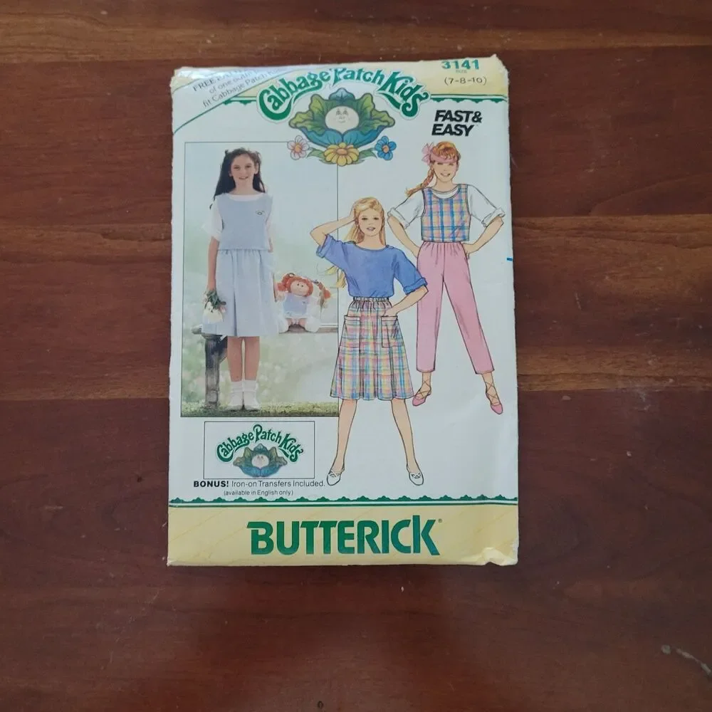 3141 Vintage Cabbage Patch Sewing Pattern Clothes Butterick